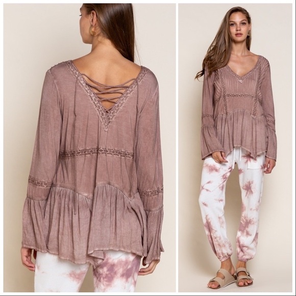 POL Stone Grey Tie Up Top - Picture 8 of 13